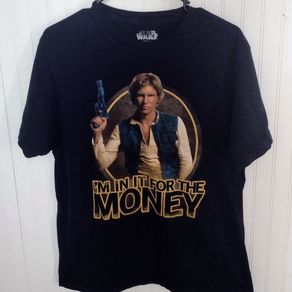 Han Solo "I'm In It For The Money" Star Wars Black Graphic Tee Size Medium
